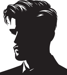 Man head full black Silhouette the white background
