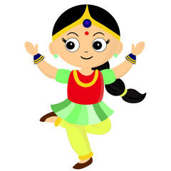 Cute Indian Girl Dancing in Traditional Dress