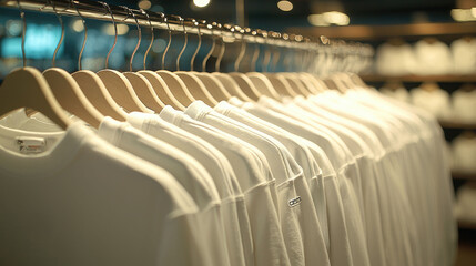 Fototapeta premium White T-Shirt Collection: Minimalist Fashion Apparel for Modern Style
