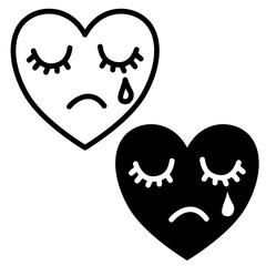 sad heart icon set