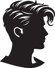 Man head full black Silhouette the white background