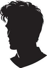 Man head full black Silhouette the white background