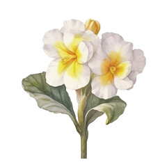 watercolor Primrose flower isolated white background