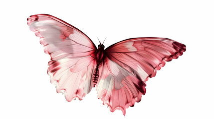 Realistic Pink Butterfly with Wings Spread Isolated,generative ai
