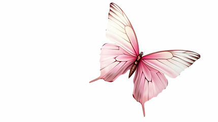 Realistic Pink Butterfly with Wings Spread Isolated,generative ai