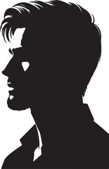 Man head full black Silhouette the white background