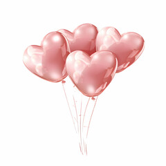 Glossy Pink Hearts Set for Valentine's or Love Decoration,generative ai