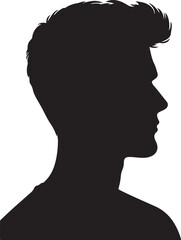 Man head full black Silhouette the white background