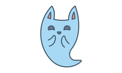 Excited ghost icon Halloween spooky cartoon illustration character symbol