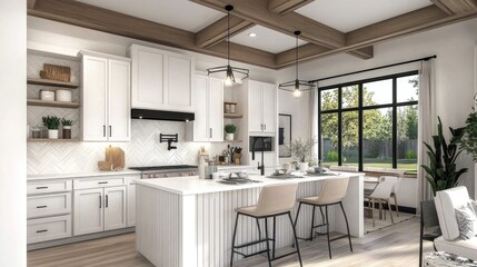 Modern Kitchen Design: Island & Beams