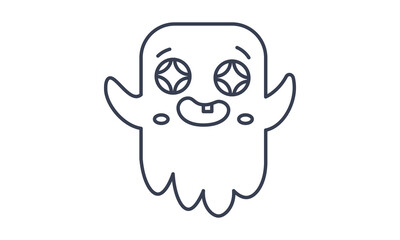 Cute happy ghost character. Halloween vector illustration.