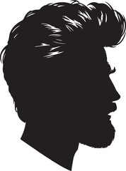 Man head full black Silhouette the white background