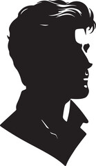 Man head full black Silhouette the white background
