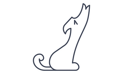 Howling wolf icon flat style vector illustration.