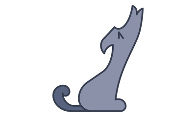 Howling wolf icon flat style vector illustration.