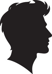 Man head full black Silhouette the white background