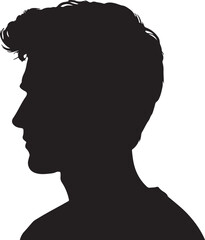 Man head full black Silhouette the white background