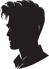 Man head full black Silhouette the white background