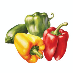 watercolor Peppers isolated white background