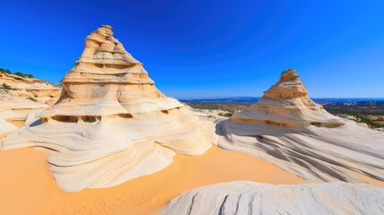 Striking sandstone formations in desert