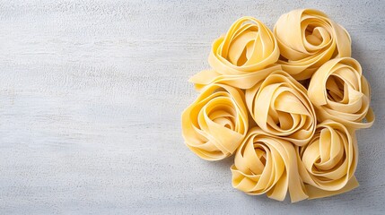 Uncooked Pasta Nests on a Textured Surface: A Culinary Still Life