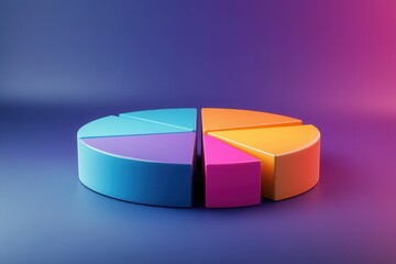 Obraz premium Colorful 3D Pie Chart on Gradient Background Illustrating Data Representation and Analytics in a Creative and Engaging Business Context for Infographics