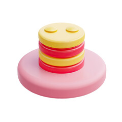 Happy cake 3D render, white background