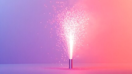 Single firework exploding on a gradient pink and purple background