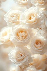 Obraz premium Delicate Cream Roses Soft Light Floral Background