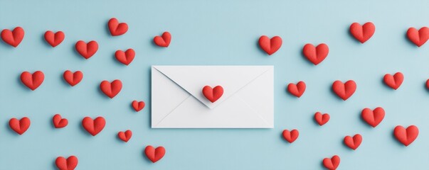 Romantic Valentine s Day Envelope with Red Hearts Perfect for Love Letters and Greetings