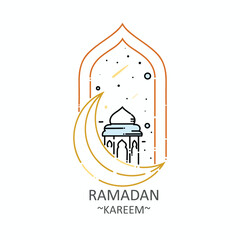 illustration for the celebration of ramadan with line art design