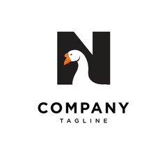 Letter N Goose Logo Icon Vector