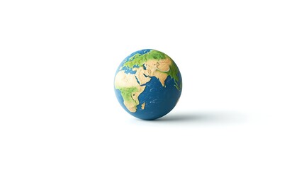 Fototapeta premium Realistic 3D Model of Earth Globe with Detailed Vegetation and Blue Ocean Background Nowruz