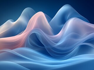 Abstract blue and pink wave landscape.