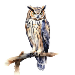watercolor Owl isolated white background