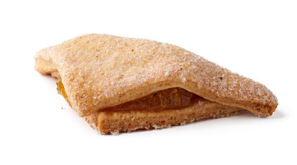Crispy pastry filled with sweet fruit jam on a white background ready for enjoyment