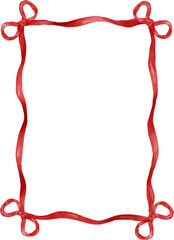 whimsical Red Rectangle  Frame with Bow in Coquette watercolor