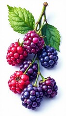 Luscious blackberries, watercolor style Isolated on white , delicious, juicy