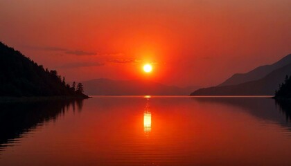 Obraz premium Serene Lake Sunset Reflection