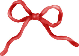 Whimsical Ribbon Bow Red watercolor Wavy Coquette