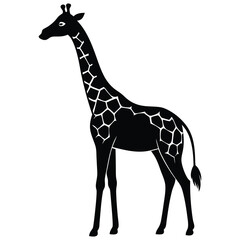 giraffe silhouette vector art illustration isolated on white background