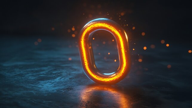 U-shaped magnet glowing with metallic particles being attracted to it on dark surface