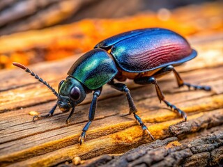 Fototapeta premium Close-up of Dorcus parallelipipedus Beetle on Dry Wood - Nature Stock Photo