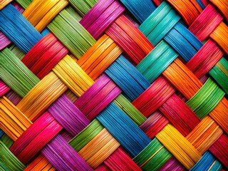 Colorful Woven Bamboo Sheets: Close-up Detail of Artistic Craft