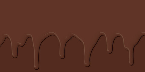 Melted milk chocolate pouring on brown background graphic illustration have blank space.