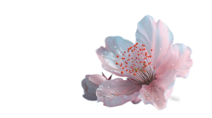 A pale pink cherry blossom flower against a transparent background.