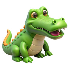 Fototapeta premium cute green cartoon crocodile with cheerful expression and orange spines
