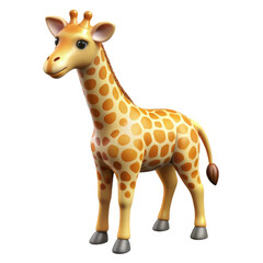 Obraz premium cute 3D illustration of giraffe with cheerful expression on white background