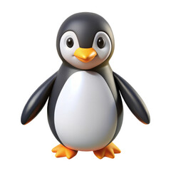 Fototapeta premium cute cartoon penguin with cheerful expression on white background