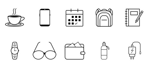 Daily Essentials Flat Icon Bundle, Modern and Minimalist Design
